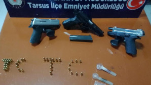 Tarsus’taki uygulamalarda 10 tabanca ele geçirildi